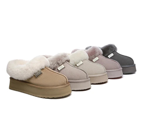 UGG BOOTS AUSTRALIA Australian Shepherd Women Sheepskin Wool Collar Ankle Platform Gabri