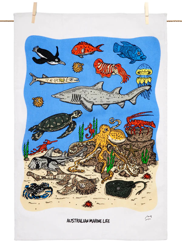 Australian Marine Life Tea Towel