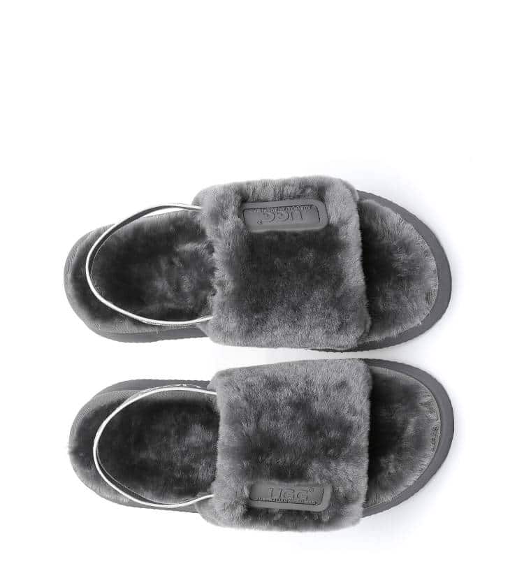 UGG BOOTS AUSTRALIA Australian Shepherd Women Slingback Platform Fluffy Slides Poppin