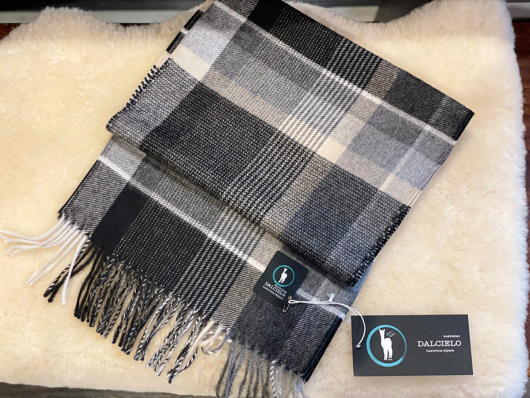 Australian 100% DACIELO Alpaca Eco Black Check SD100011-M803