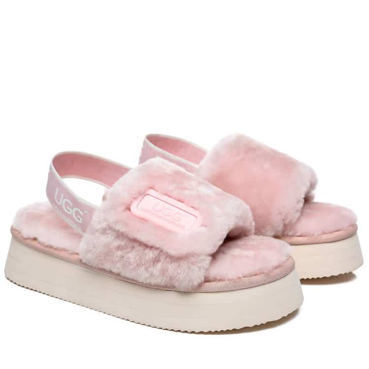 UGG BOOTS AUSTRALIA Australian Shepherd Women Slingback Platform Fluffy Slides Poppin