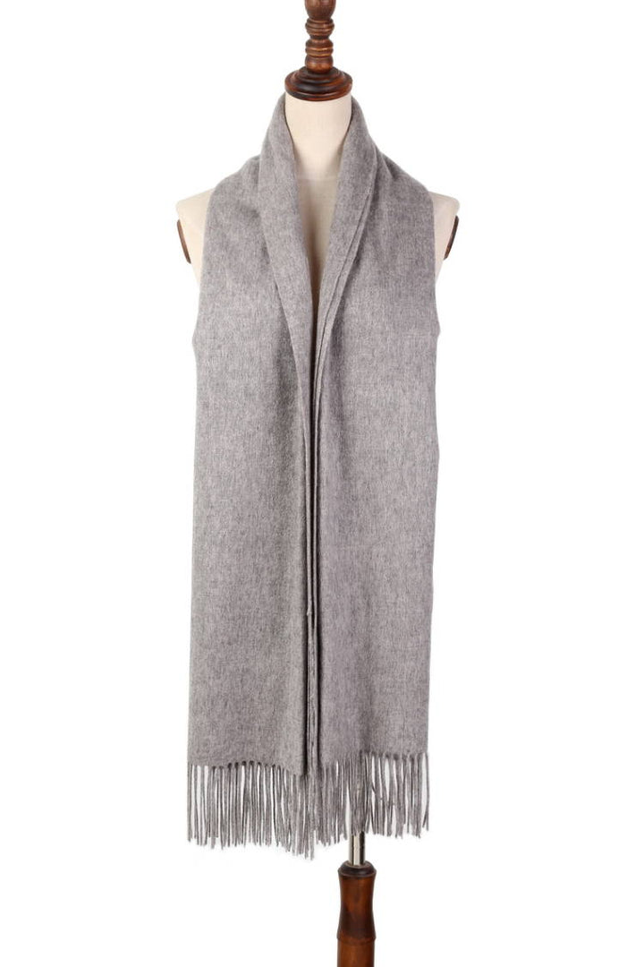 Ladies Wool Shawl Marino Wool Grey