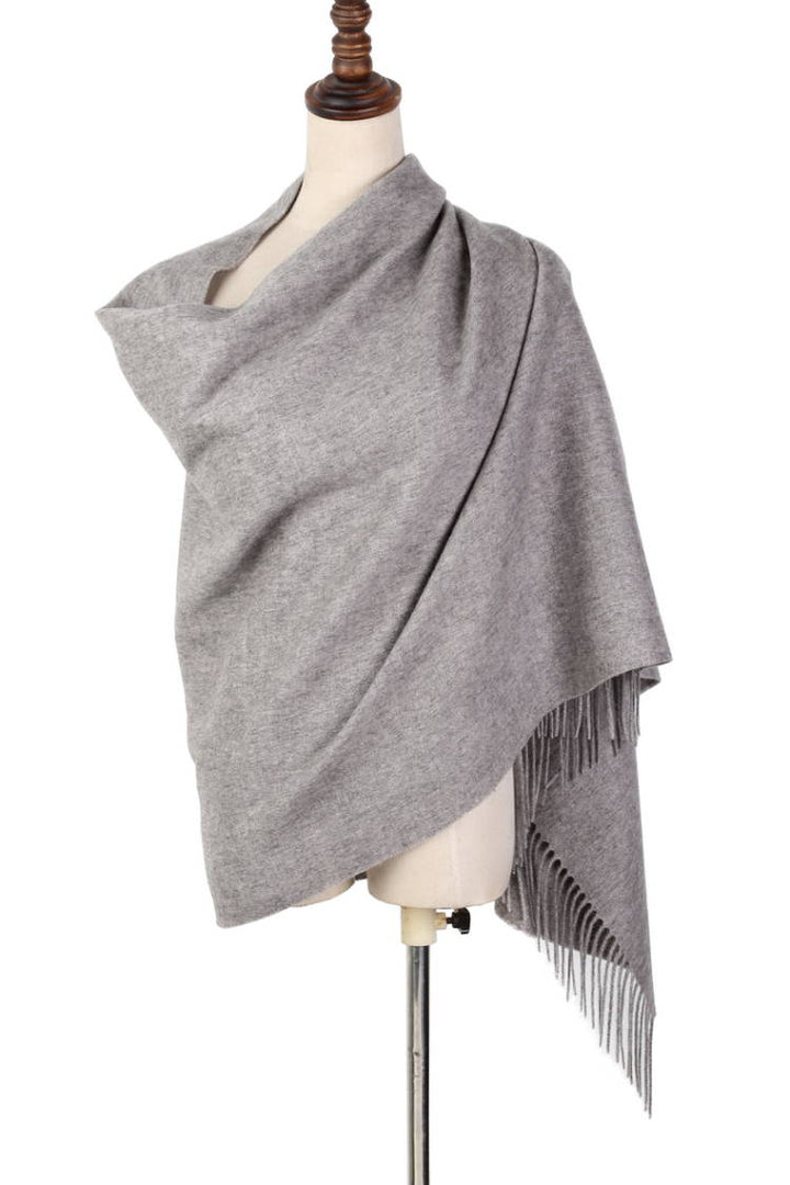 Ladies Wool Shawl Marino Wool Grey